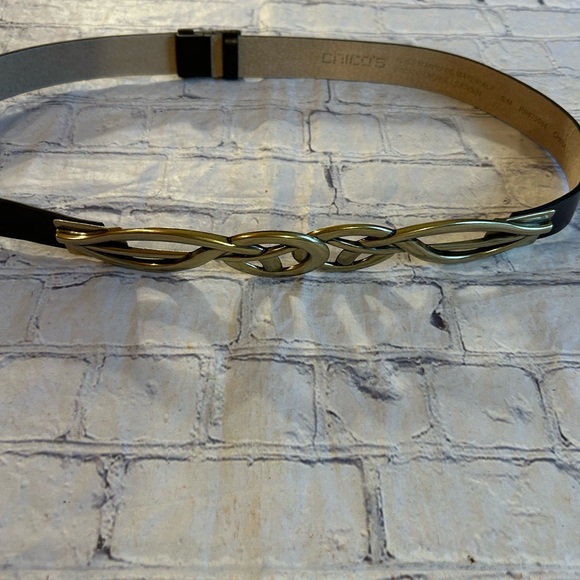 CHICO’S BACK GENUINE LEATHER CHOCOLATE BROWN BELT WITH BRASS TONE BUCKLE S/M - Picture 5 of 13